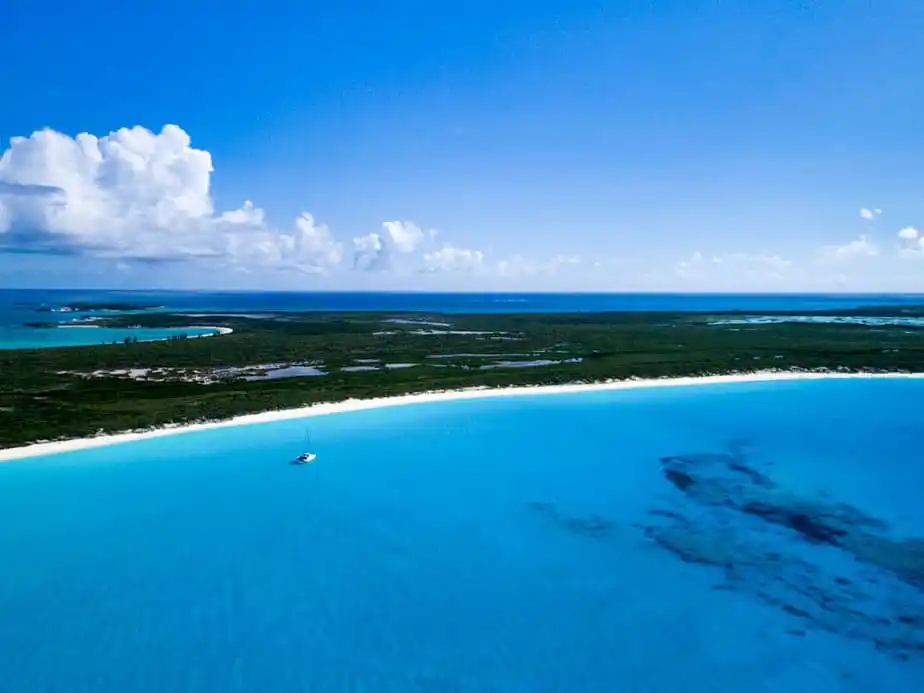 Drone view of Conception Island Bahamas