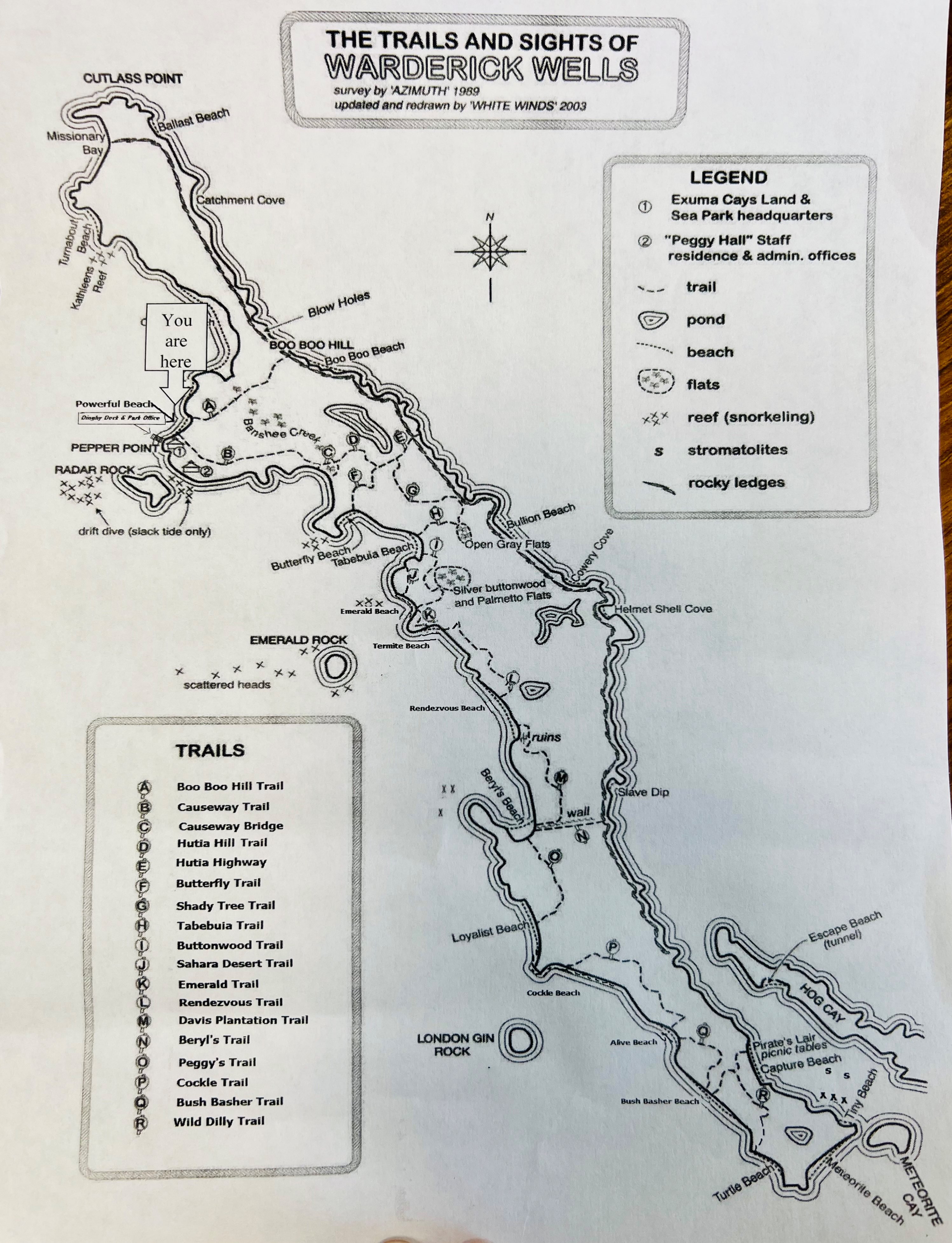Warderick Wells Cay hiking map